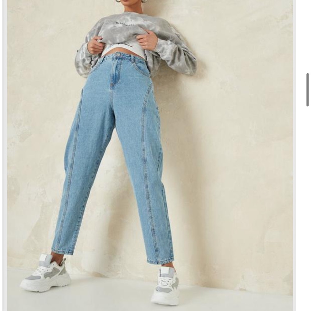 MISSGUIDED Blue seam tapered leg jeans